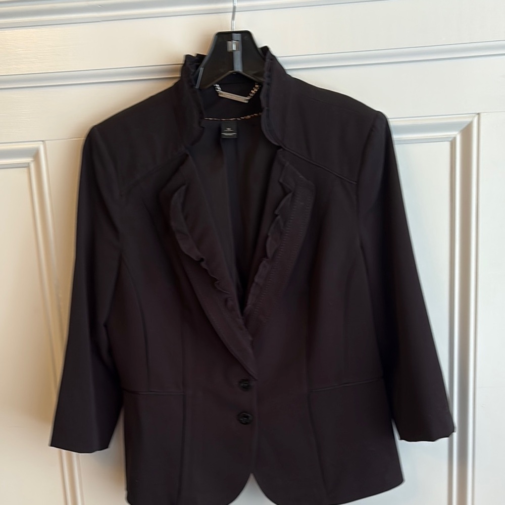 White House Black Market Ruffled Black Blazer